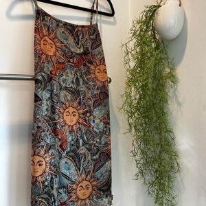 SHEIN Sun and Paisley Print Mini Dress - Blue and Orange